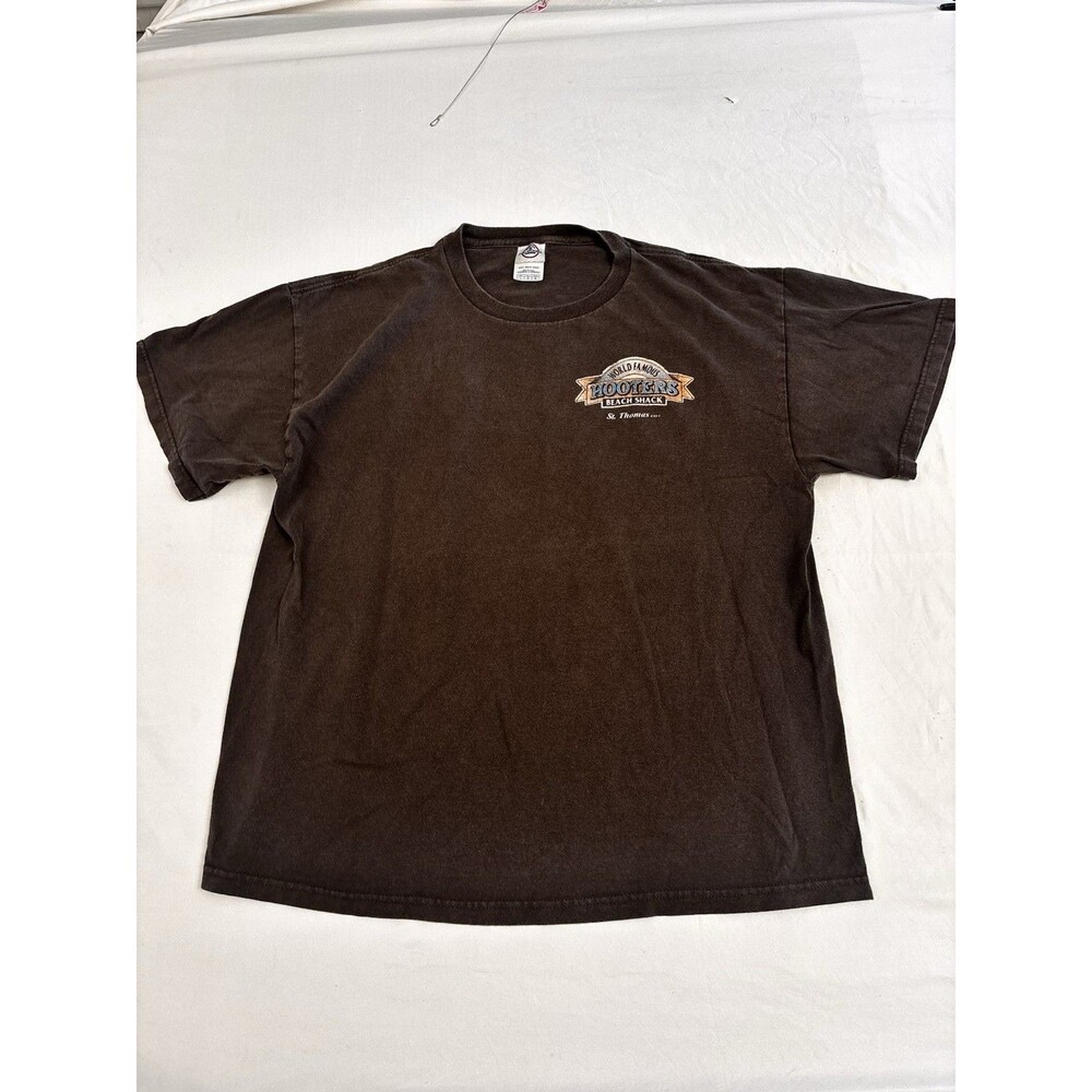 Vintage Hooters Beach Shack St Thomas USVI Brown T Shirt Large Delta Pro
